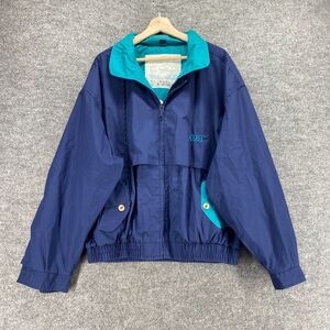 AT&T Windbreaker Jacket Women XL Blue Full Zip Collared Long Sleeve Pockets